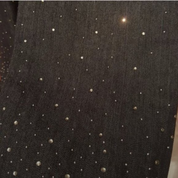 S & P  ♡ Gorgeous Black Stretchy Denim Embellished Bling Skinny Jeans 10|12 Long - Picture 17 of 17